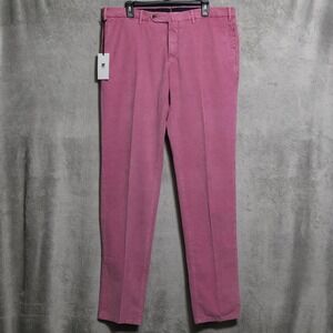 PT Torino Pants Mens 38x36 Pink Corduroy Slim Fit Stretch Chino Trousers Preppy